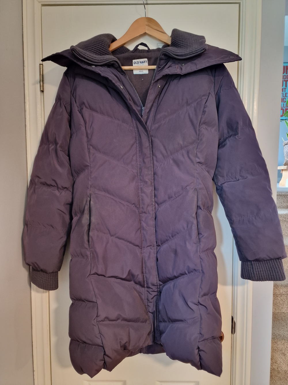Old Navy Womens Grey Puffer Coat, Size Small